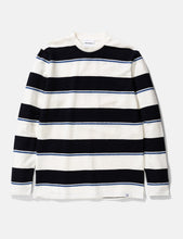 Load image into Gallery viewer, Norse Projects Johannes Textured Stripe Long Sleeve T-Shirt - Dark Navy Blue